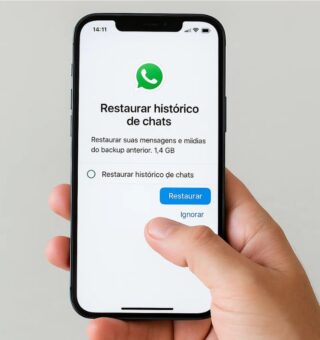 Uma pessoa com o celular na mão procura pela lixeira do WhatsApp