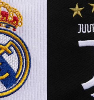 Logos da camiseta de Real Madrid e Juventus
