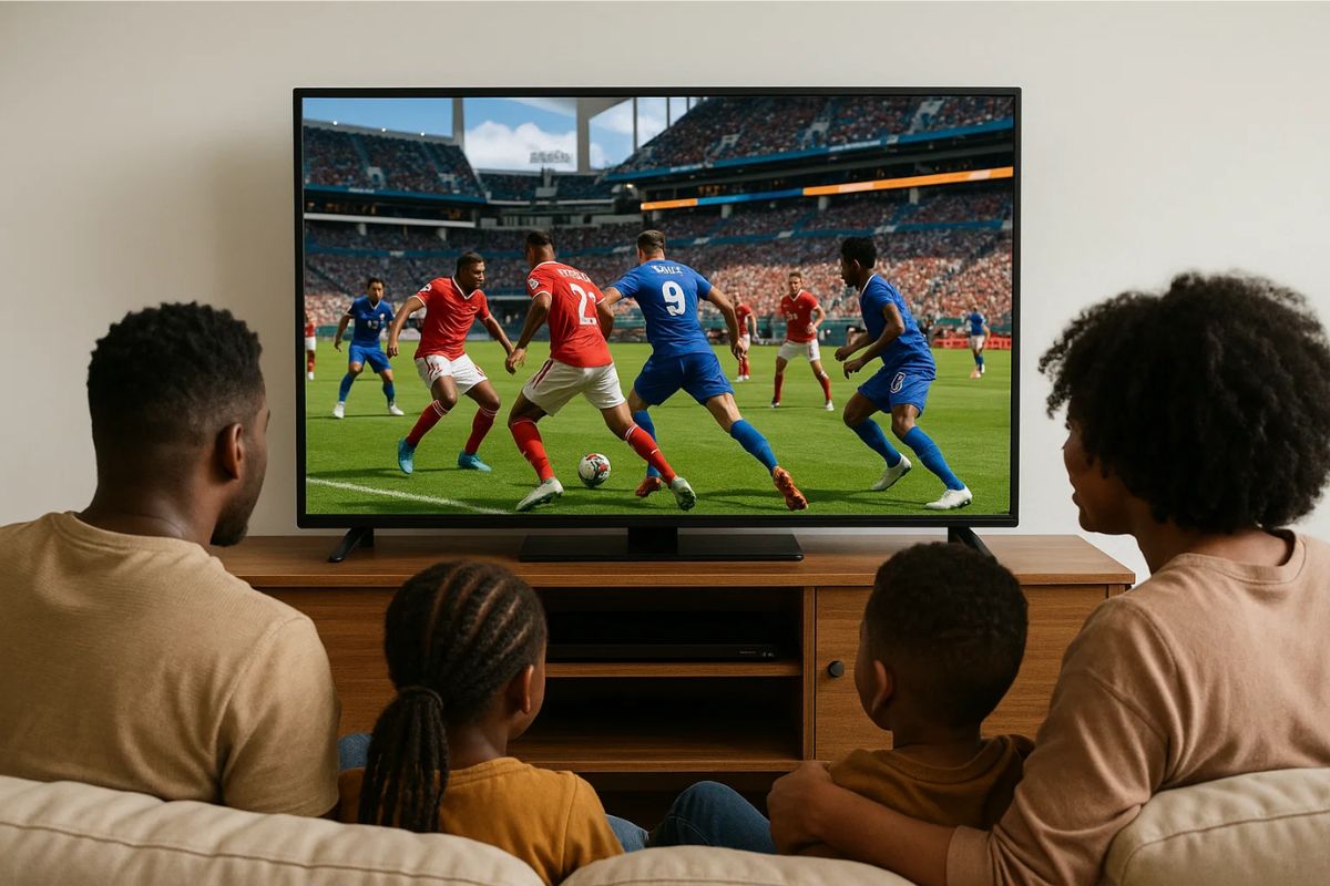 Uma família vê dois times disputando a última vaga do Mundial de Clubes