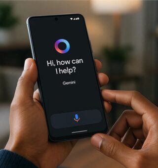 Uma pessoa com o celular Android usando o Gemini