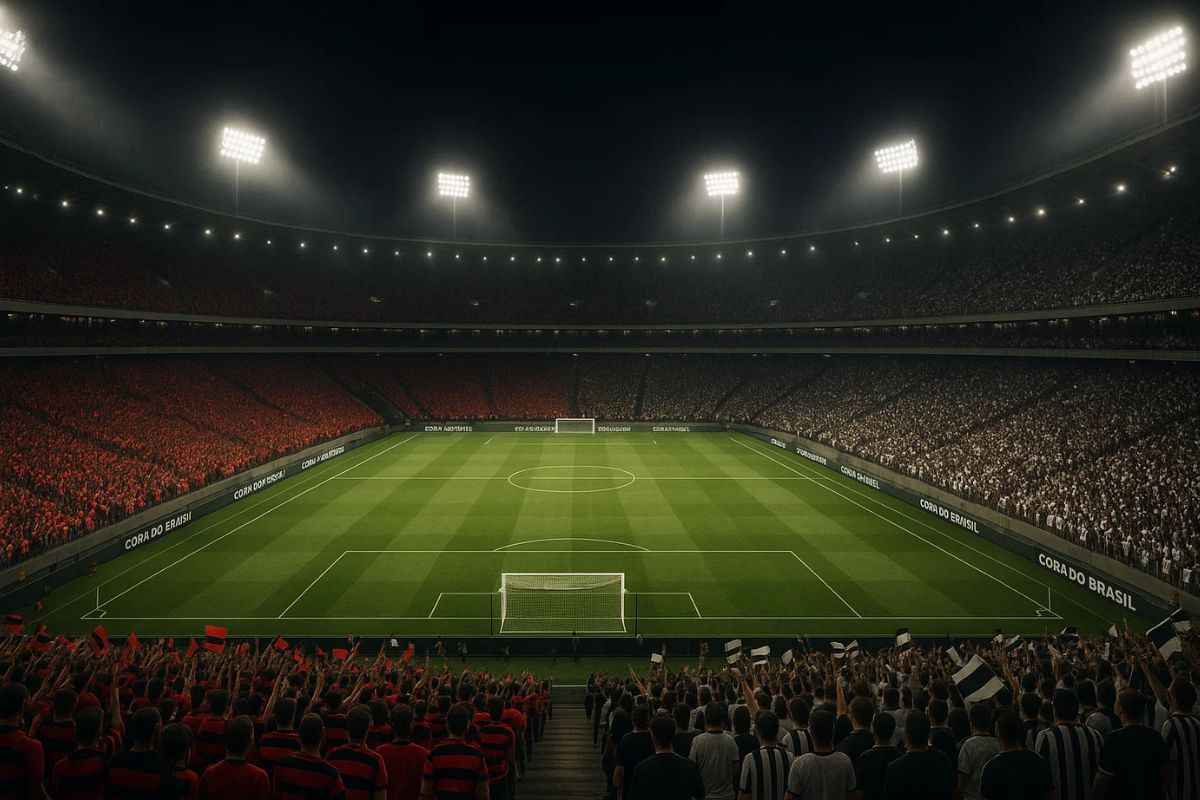 Imagem da arquibancada na noite de jogo entre Athletico-PR x Corinthians