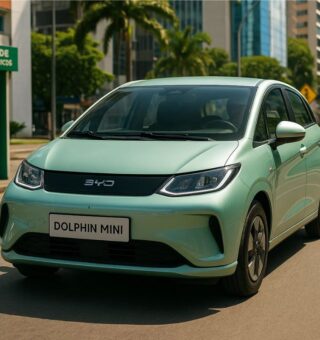 Imagem de um BYD Dophin Mini na rua