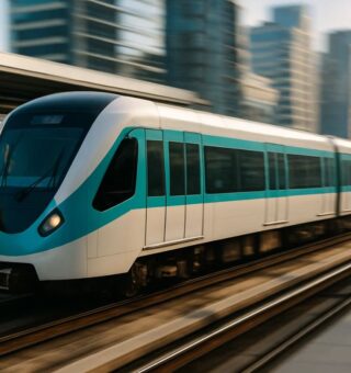 Um trem da CRRC em movimento