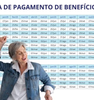 Uma senhora comemorando o novo Calendário INSS