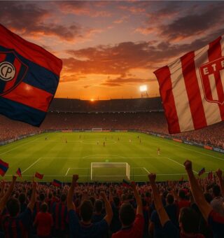 Imagem do estádio mostram torcedores do Cerro Porteño e Estudiantes