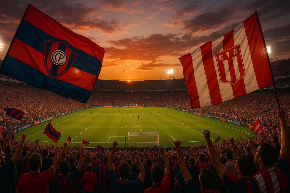 Imagem do estádio mostram torcedores do Cerro Porteño e Estudiantes