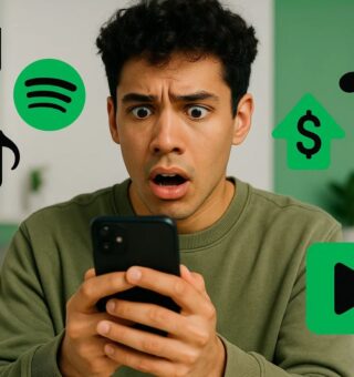 Um dos Clientes do Spotify vendo a mudança no valor da sua fatura com o celular na mão