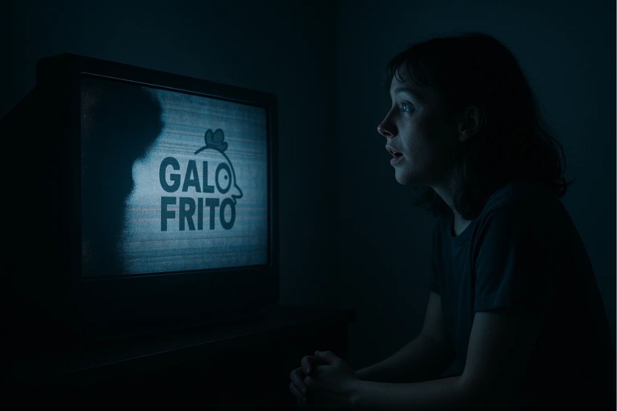 Uma pessoa em frente a televisão vendo o Fim de canal histórico