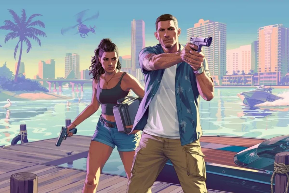 Foto de capa do GTA VI com 2 personagens protagonistas