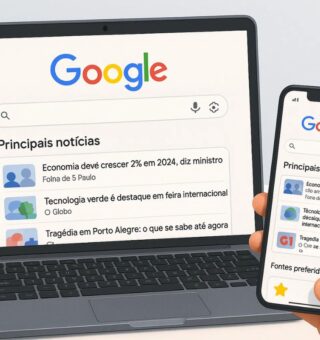 Imagem do Google na aba de notícias no computador e Smartphone