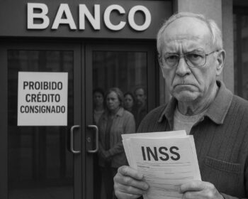 Um senhor em frente ao banco que o INSS proibiu de emitir crédito consignado