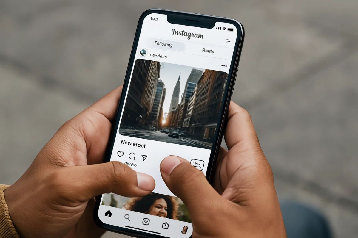 Uma pessoa usando o Instagram