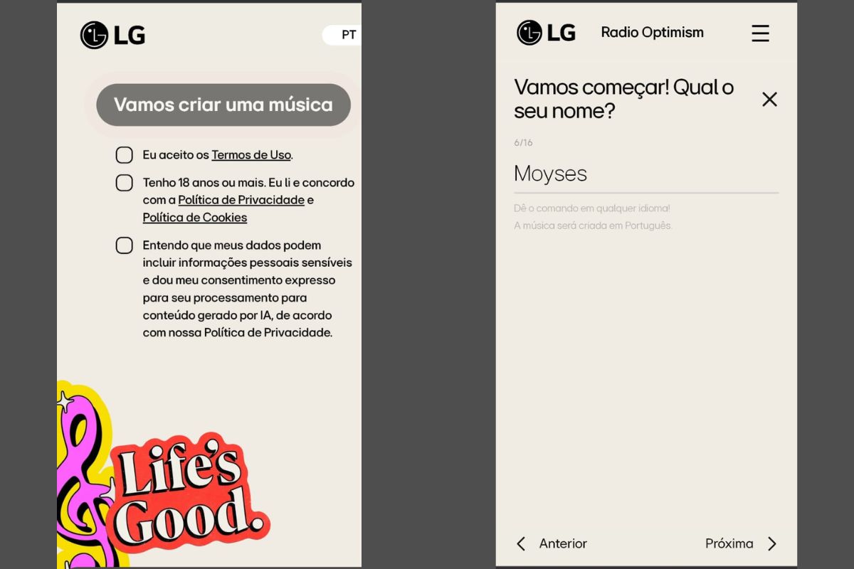 LG passo 1 para criar uma música