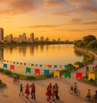 Imagem das pessoas em um pôr do sol na Liverpool brasileira, Campina Grande