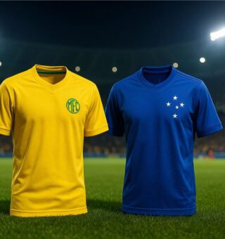 Representação das camisas do time em campo: Mirassol x Cruzeiro