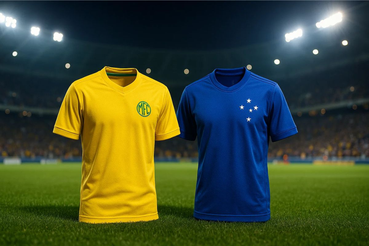 Representação das camisas do time em campo: Mirassol x Cruzeiro