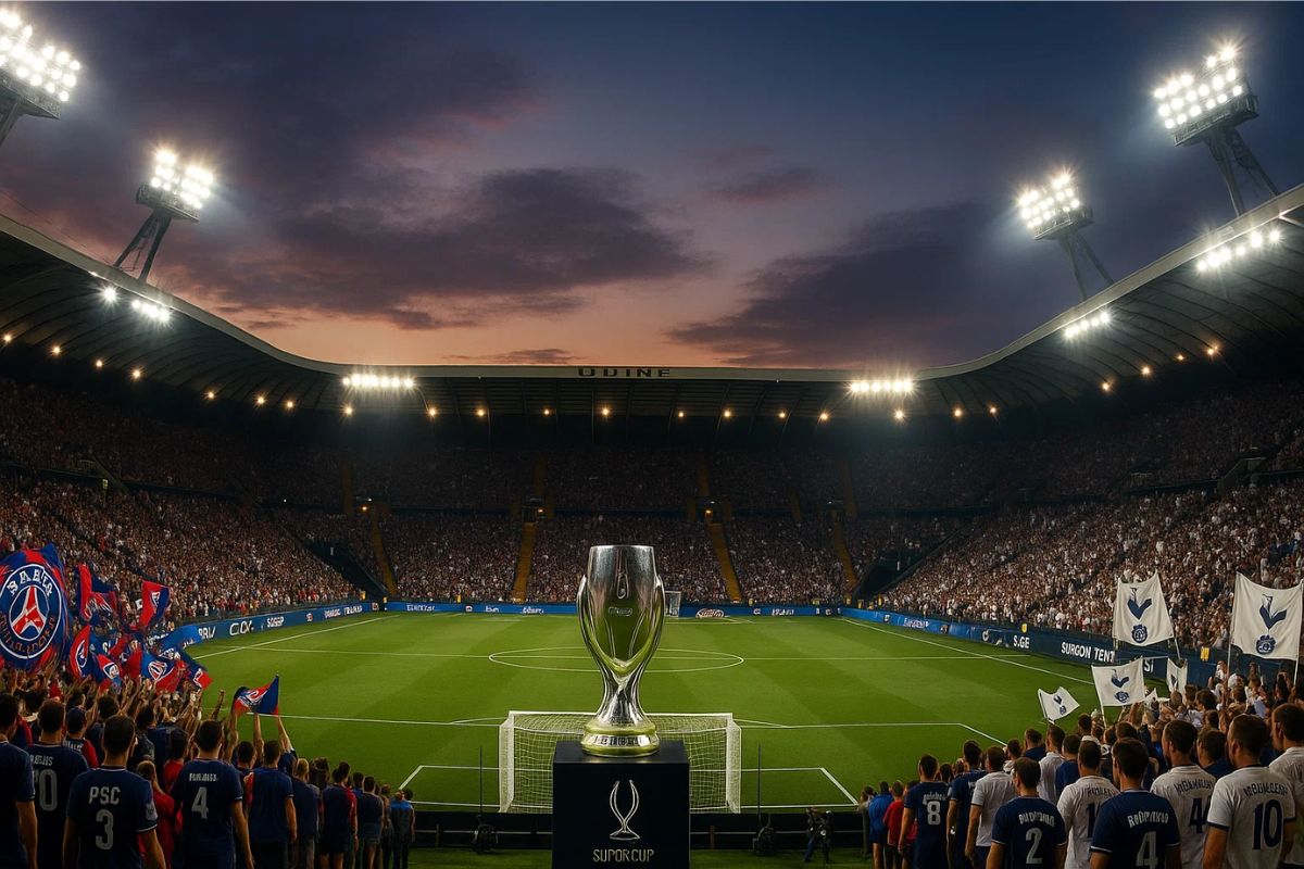 Imagem do est[adio onde acontece o confronto entre o PSG e Tottenham