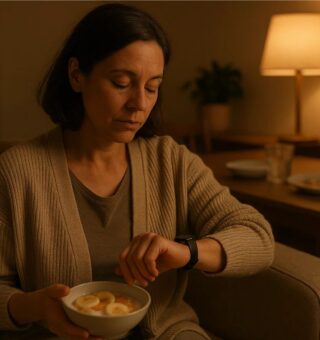 Uma mulher contando Quantas horas após comer você pode dormir