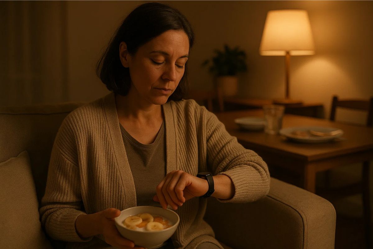 Uma mulher contando Quantas horas após comer você pode dormir