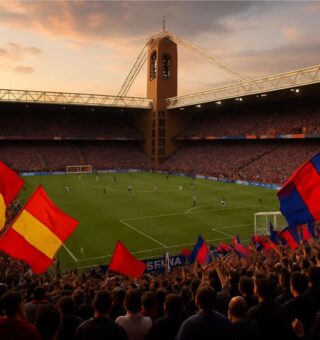 Imagem do estádio com jogo entre Roma x Bologna