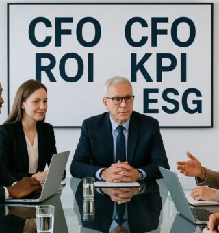 Uma reunião com quatro pessoas sobre as Siglas corporativas