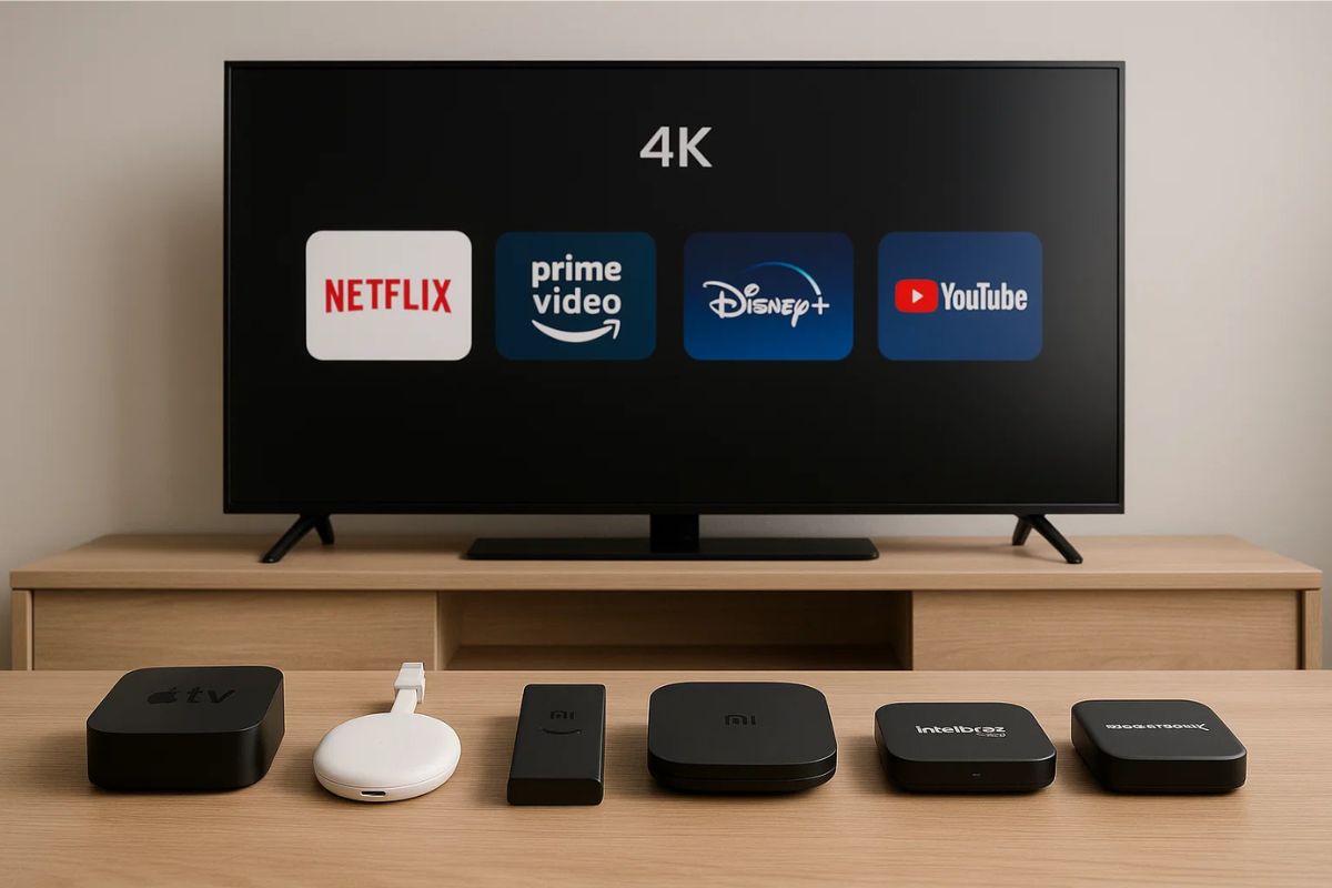 Imagem de diferentes modelos de TV BOX