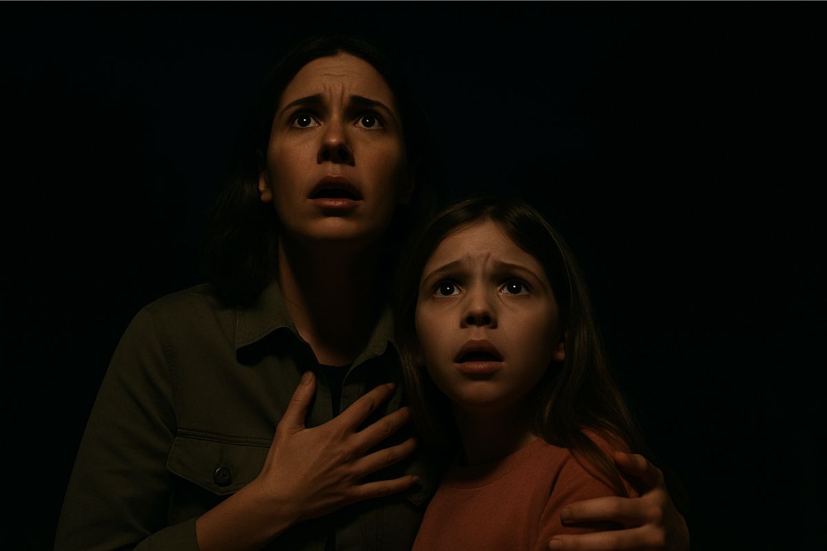 Mãe e filha veem a Terra sem lua, em meio ao breu