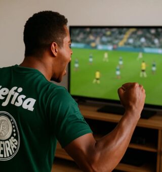 Torcedor do Palmeiras vendo um dos jogos desta quarta-feira