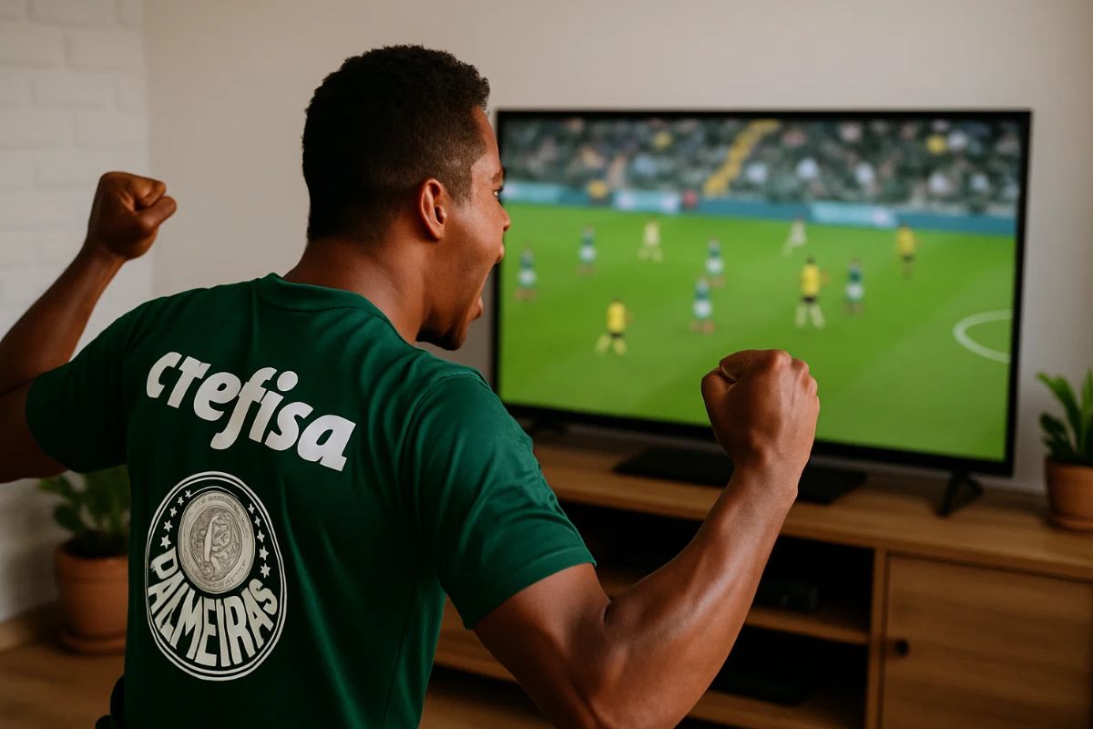 Torcedor do Palmeiras vendo um dos jogos desta quarta-feira