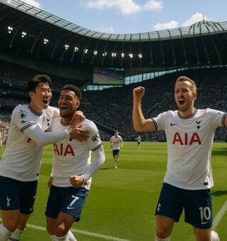 Comemoração dos jogadores no jogo do Tottenham x Burnley