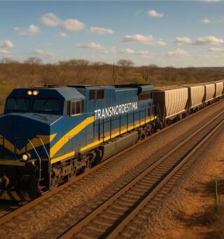 Trem da Transnordestina passando pelo nordeste