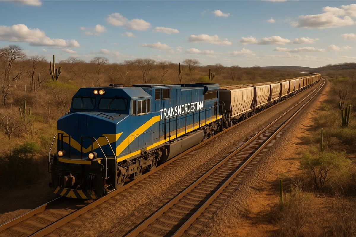 Trem da Transnordestina passando pelo nordeste