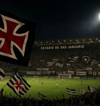 Imagem do campo e a torcida do Vasco x Botafogo