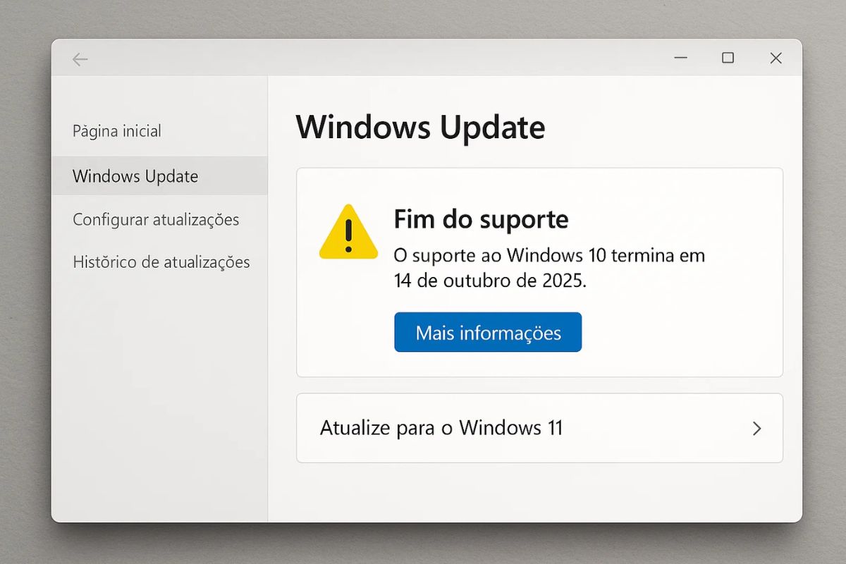 Aviso na tela do Windows