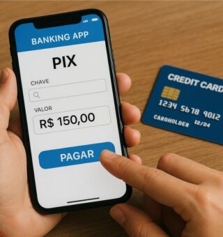 Um rapaz com o celular na mão depois que viu como fazer PIX com cartão de crédito