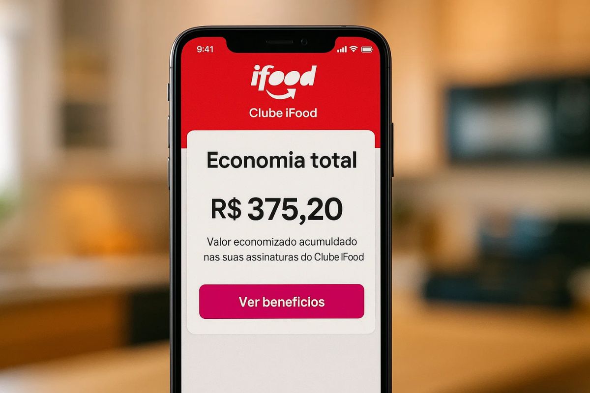 Tela do aplicativo iFood com a função de Economia Total aberta