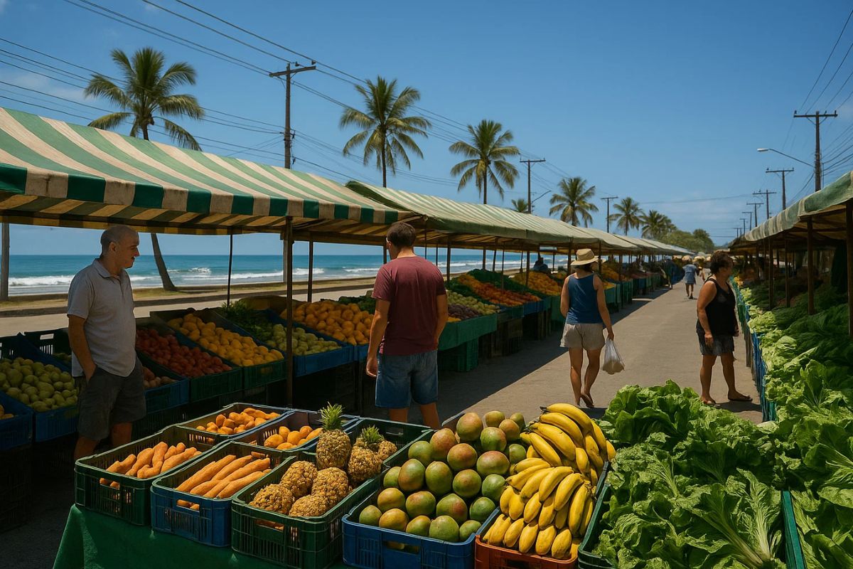 imagem de uma feira durante o verão de 2025