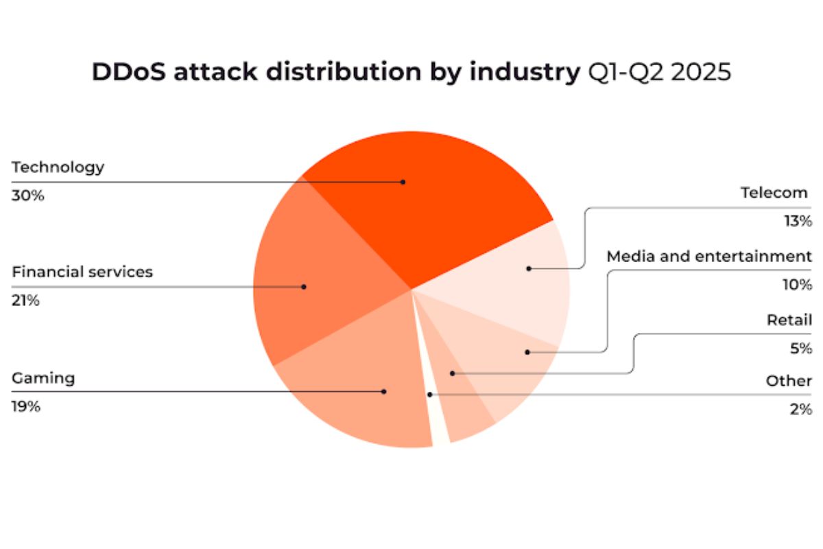 Gráfico da distribuição de alvos de Ataques DDoS