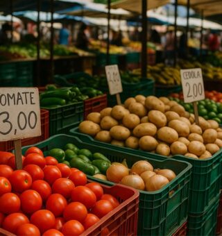 Preço de alimentos na feira em alguns produtos (tomate e batata)
