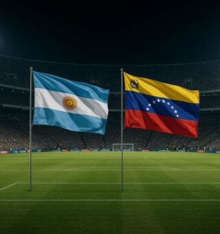 Representação das bandeiras das seleções da Argentina x Venezuela