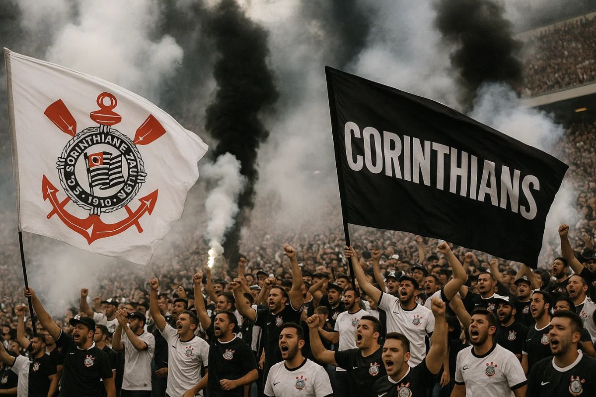 Torcida do Corinthians comemorando