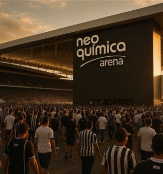 Torcedores em frente ao estádio do Corinthians - Neo Química Arena