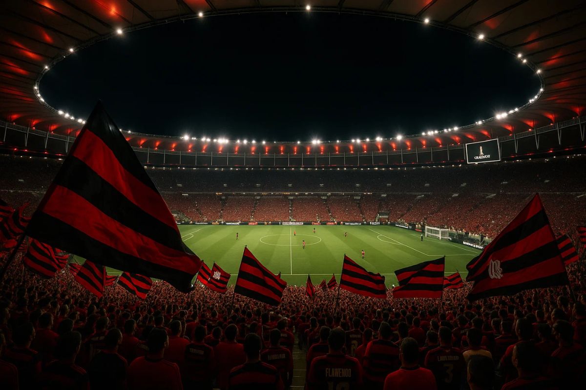 Torcida do Flamengo no Maracanã contra o Estudiantes