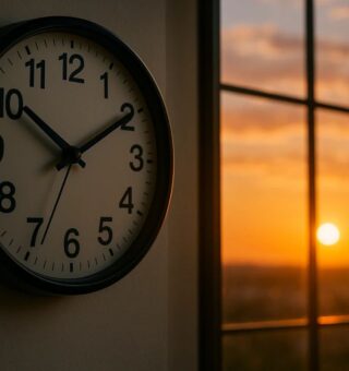 Um relógio na pare de de casa ajustado para o Horário de verão