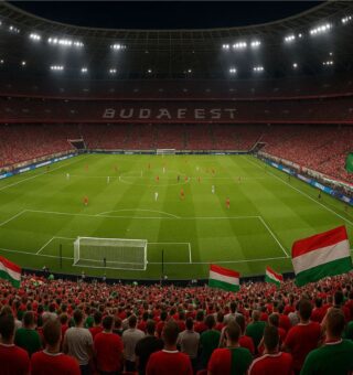 Imagem do estádio de Hungria x Portugal