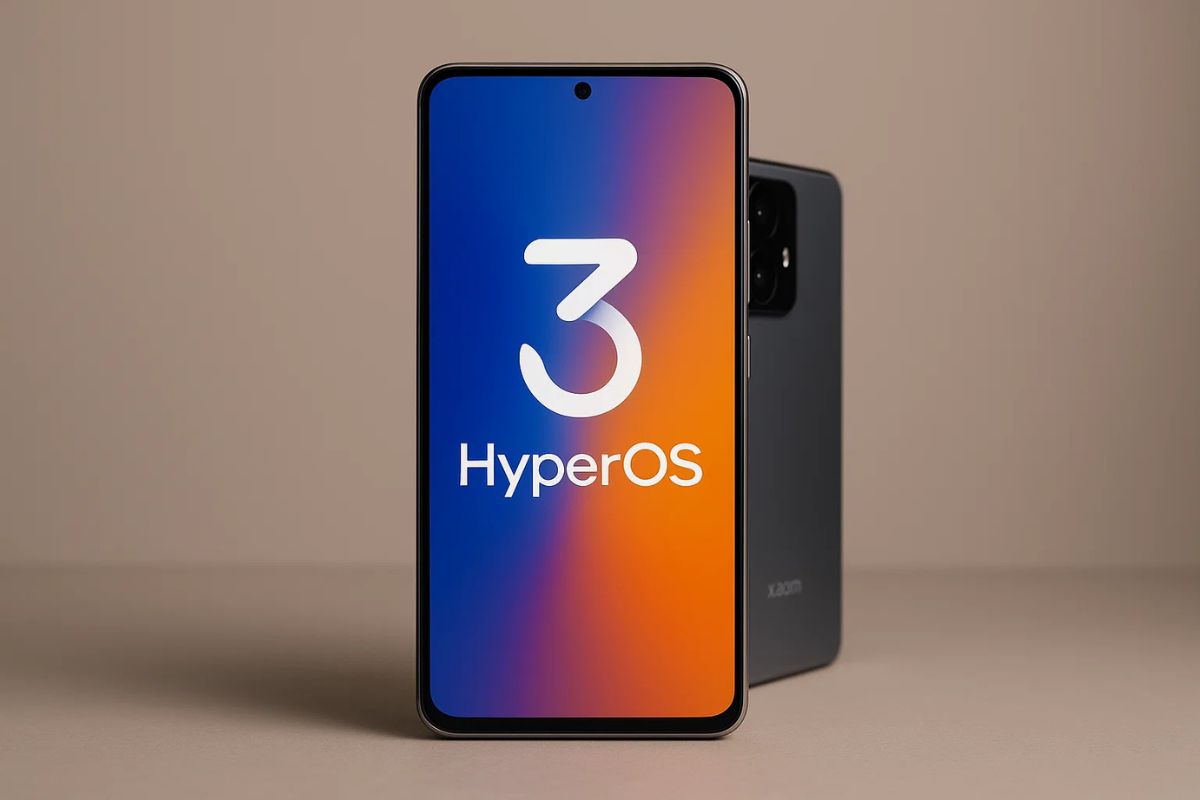 Imagem de um celular recebendo o HyperOS 3