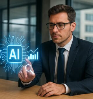 Uma pessoa utilizando IA com Realidade Aumentada