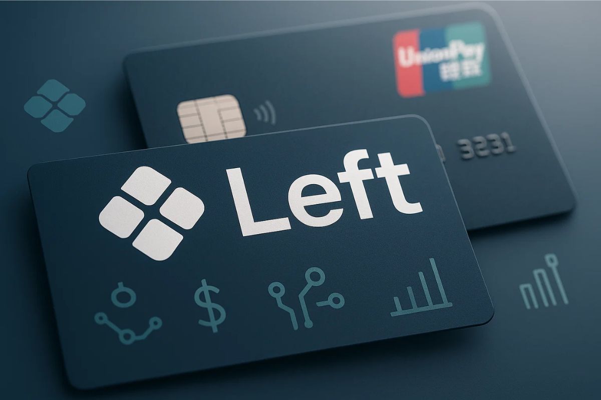 Cartão Left ao fundo a bandeira da UnionPay
