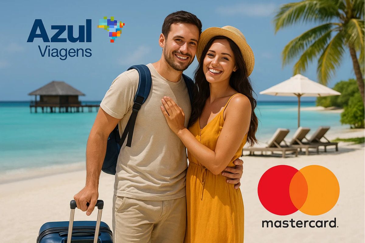 Um casal cliente Mastercard Black em uma viagem