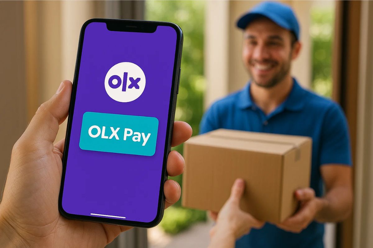 Uma pessoa recebendo seu produto depois que comprou pelo OLX Pay